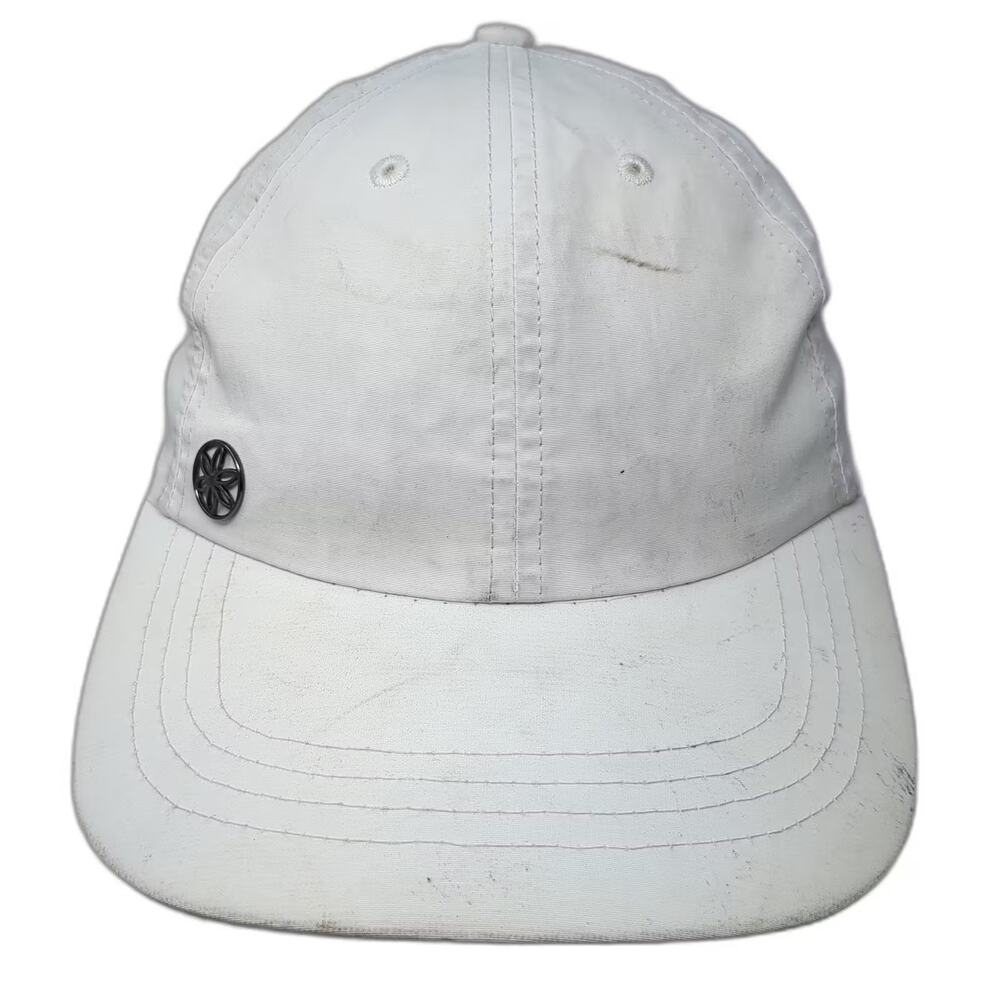 Gaiam Baseball Cap White Gray OS Nylon Slideback Hat Athletic Logo Breathable